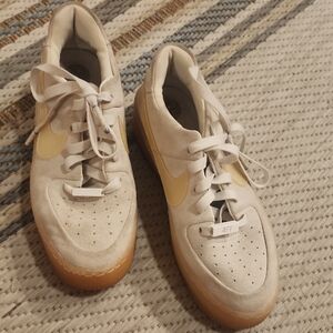 Stylish Women's Cream and Tan Athletic Shoes AIR FORCE 1
